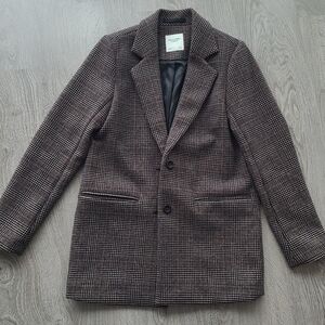 Abercrombie brown wool blend blazer coat